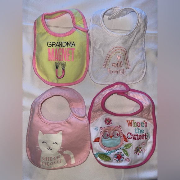 carters/Neal Other - Adorable baby girl Bibs~Pink, White, Yellow